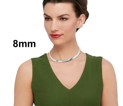 .925 Sterling Silver High Polished Omega Flat Chain 2mm-8mm Necklace 16”-20”
