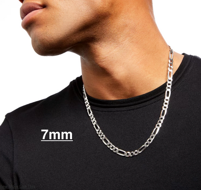925 Sterling Silver Figaro Link Chain Necklace or Bracelet – 1mm–20mm – Made in Italy