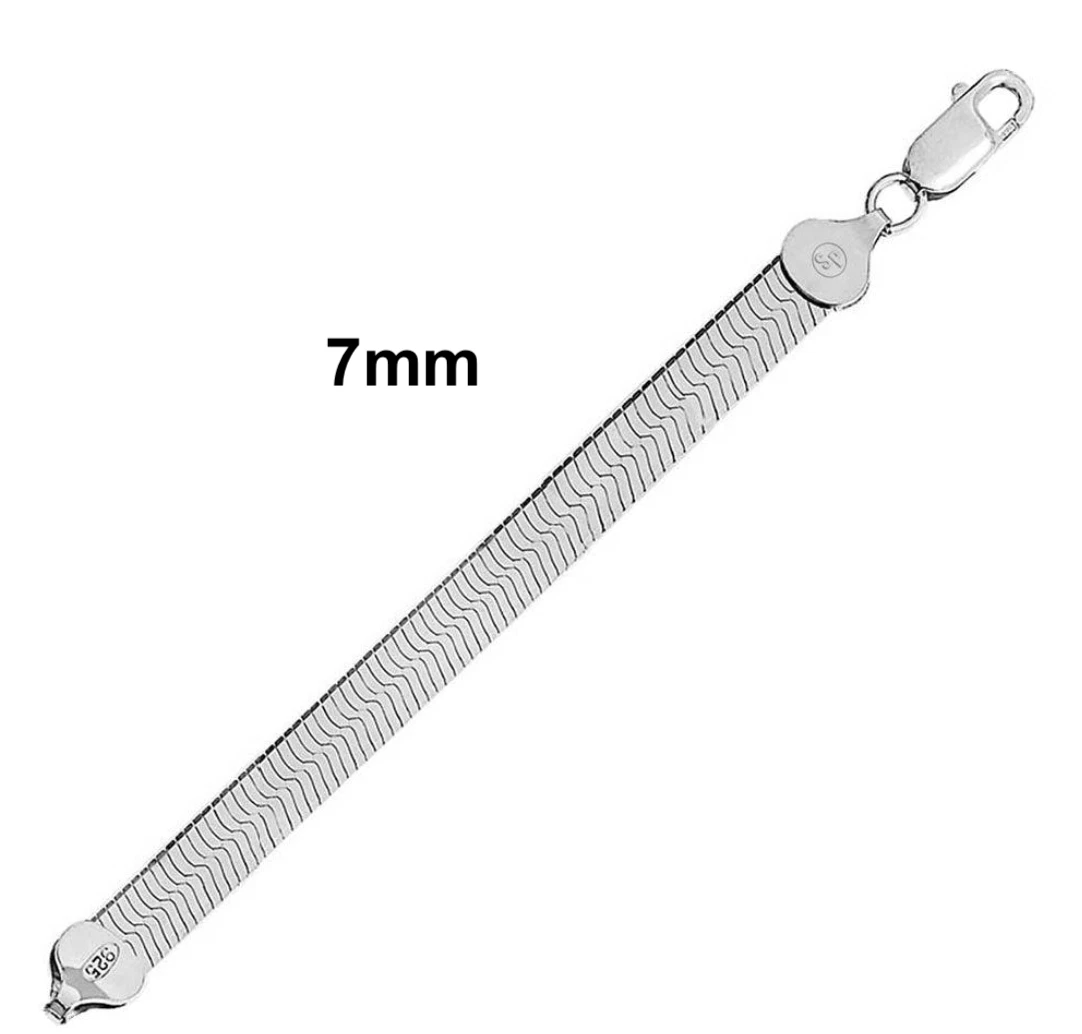925 Sterling Silver Herringbone Chain Necklace – Solid Silver – Made in Italy