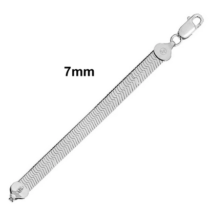 925 Sterling Silver Herringbone Chain Necklace – Solid Silver – Made in Italy
