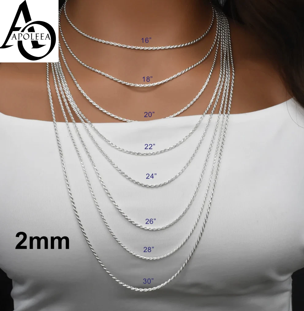 925 Sterling Silver Diamond Cut Rope Chain or Bracelet – 1mm–16mm – Made in Italy