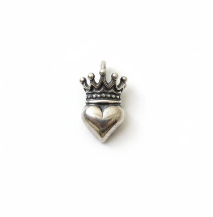 925 Sterling Silver Crowned Heart Pendant Necklace - Unique Royal Design on 18”