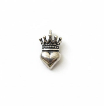 925 Sterling Silver Crowned Heart Pendant Necklace - Unique Royal Design on 18”