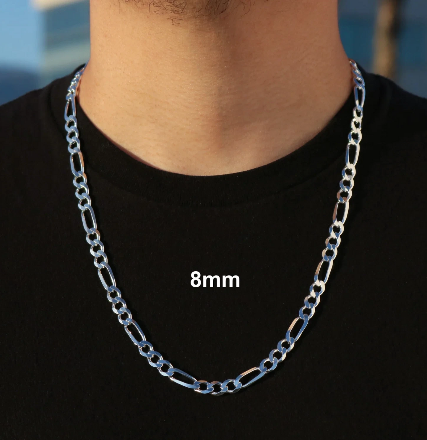 925 Sterling Silver Figaro Link Chain Necklace or Bracelet – 1mm–20mm – Made in Italy