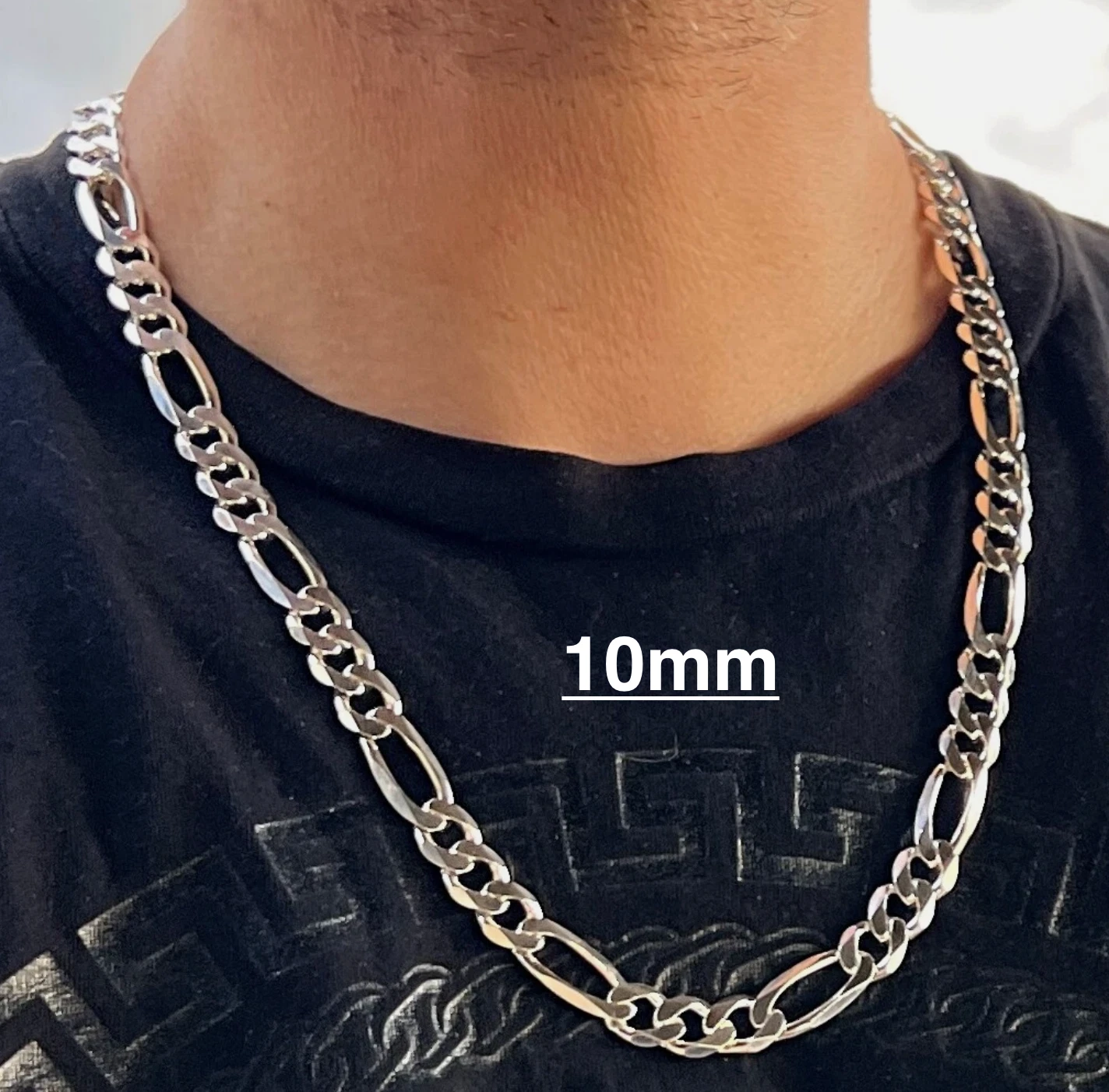 925 Sterling Silver Figaro Link Chain Necklace or Bracelet – 1mm–20mm – Made in Italy