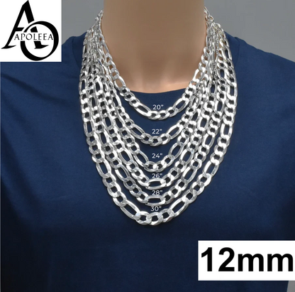 925 Sterling Silver Figaro Link Chain Necklace or Bracelet – 1mm–20mm – Made in Italy