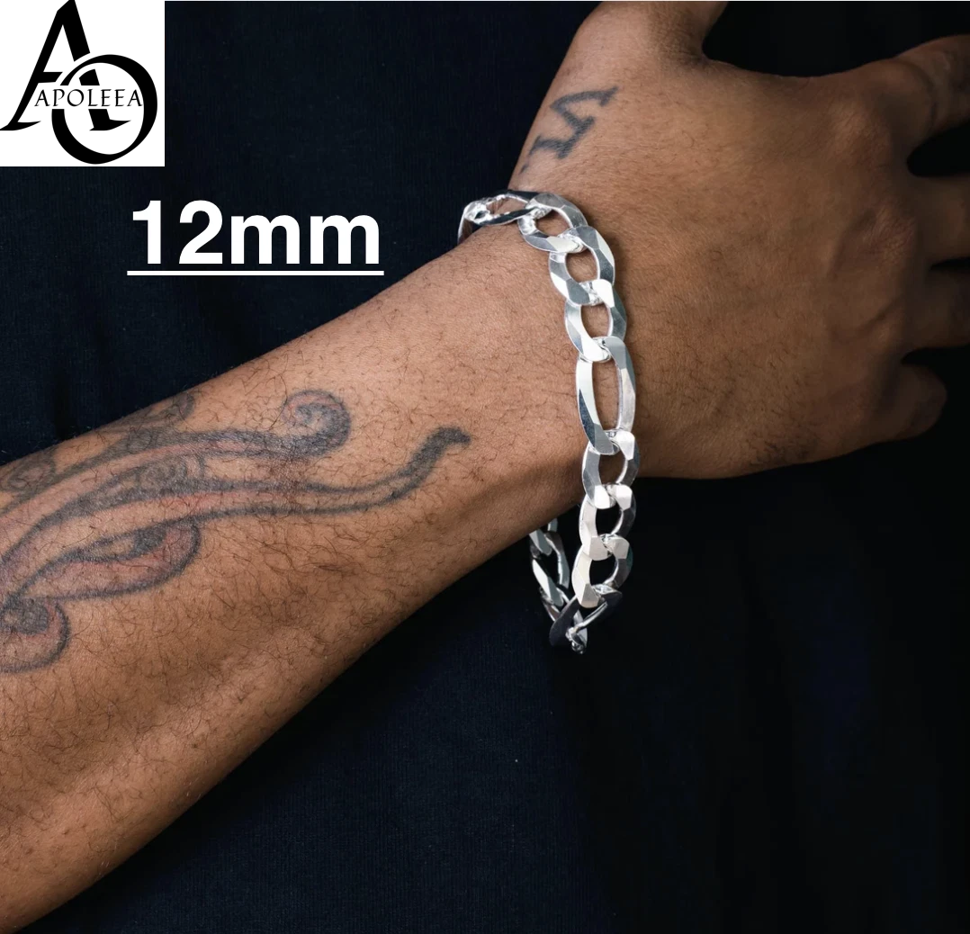 925 Sterling Silver Figaro Link Chain Necklace or Bracelet – 1mm–20mm – Made in Italy