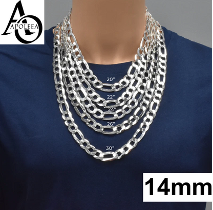 925 Sterling Silver Figaro Link Chain Necklace or Bracelet – 1mm–20mm – Made in Italy
