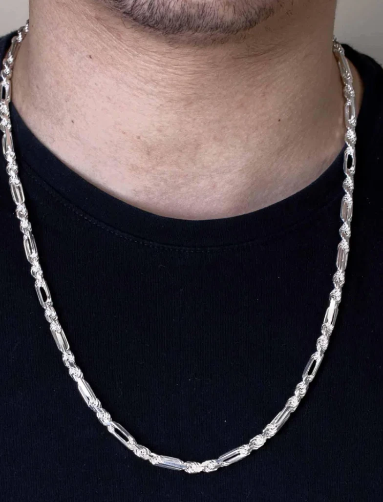 925 Sterling Silver FigaRope Milano Chain Necklace or Bracelet – 5mm–9mm – Made in Italy