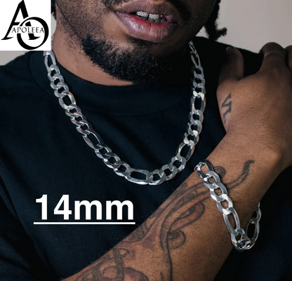 925 Sterling Silver Figaro Link Chain Necklace or Bracelet – 1mm–20mm – Made in Italy