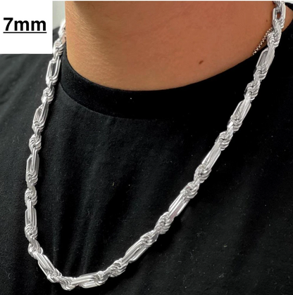925 Sterling Silver FigaRope Milano Chain Necklace or Bracelet – 5mm–9mm – Made in Italy