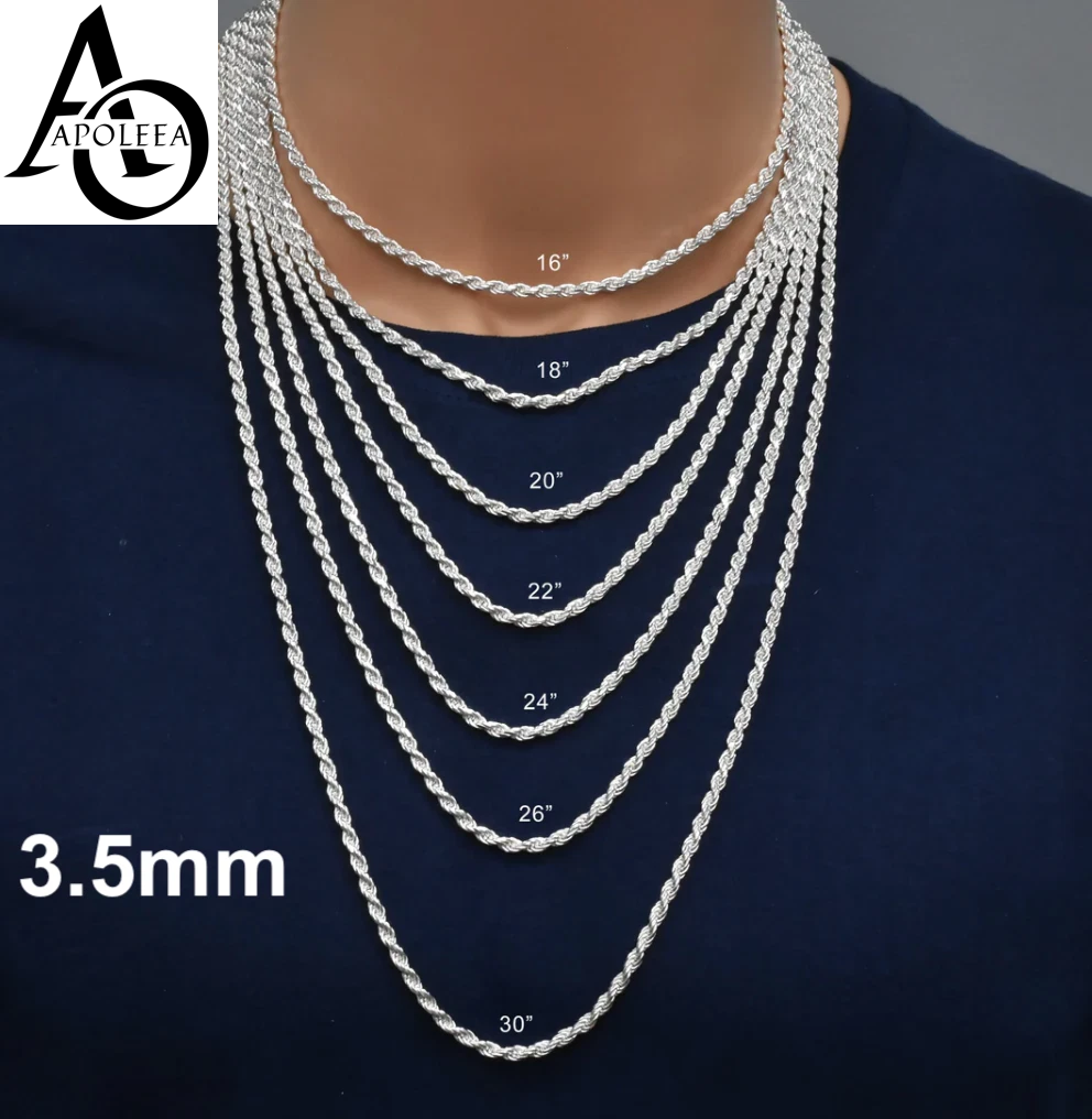 925 Sterling Silver Diamond Cut Rope Chain or Bracelet – 1mm–16mm – Made in Italy