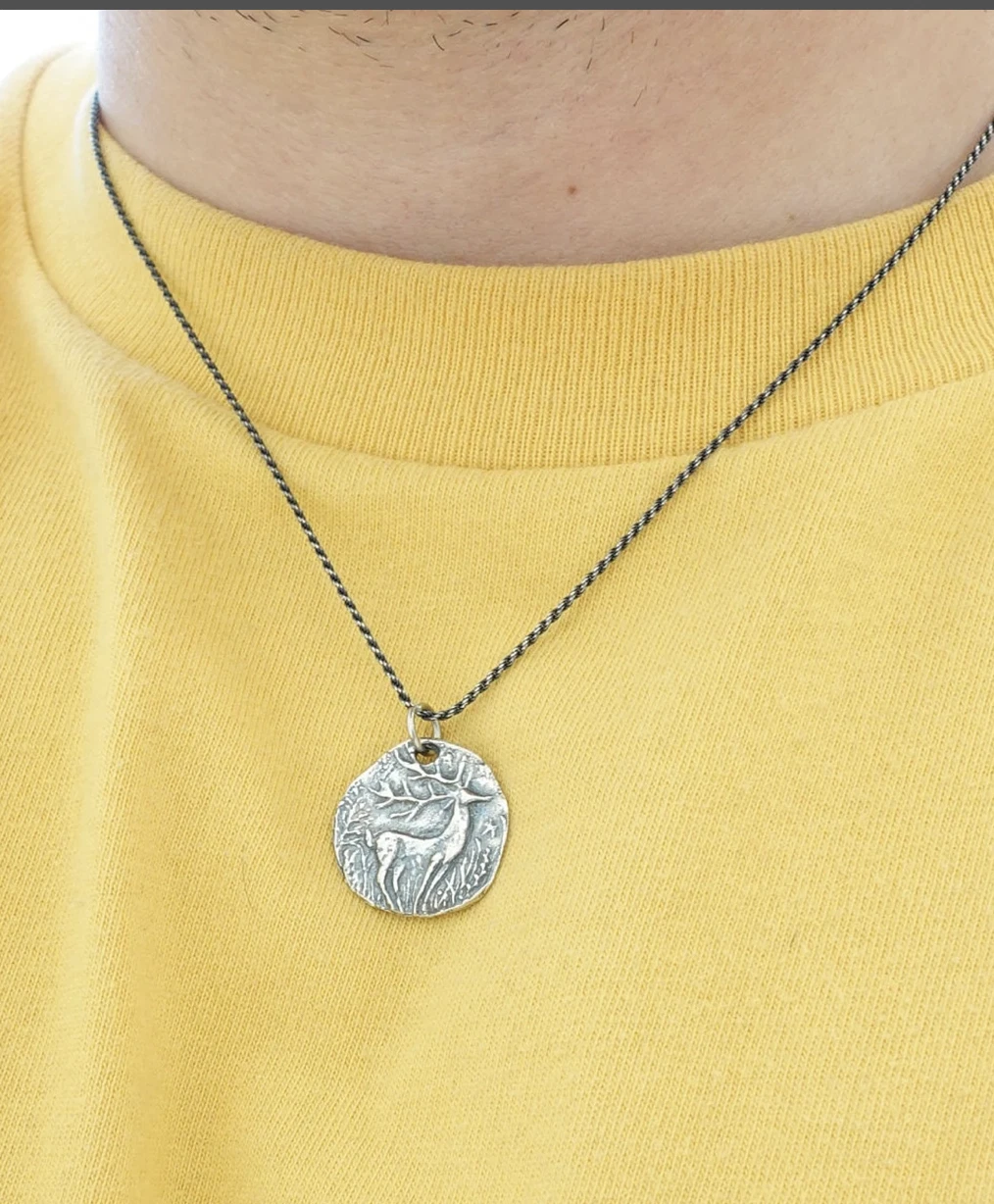 925 Sterling Silver Deer Pendant Necklace - Nature-Inspired Forest Design