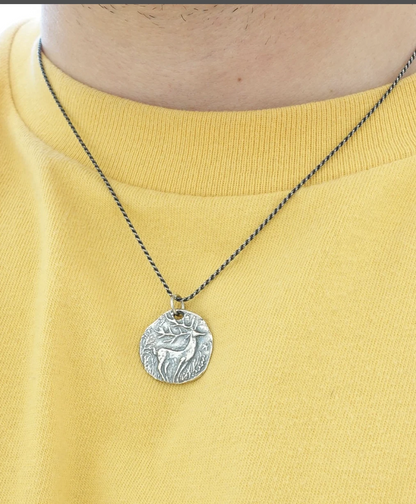 925 Sterling Silver Deer Pendant Necklace - Nature-Inspired Forest Design
