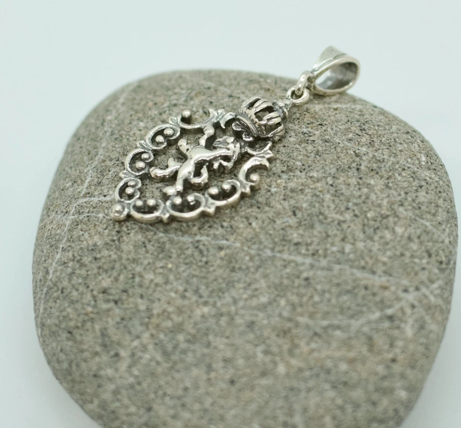 Sterling Silver Lion Pendant-Rope chain 18" Leo Lion Necklace,zodiac