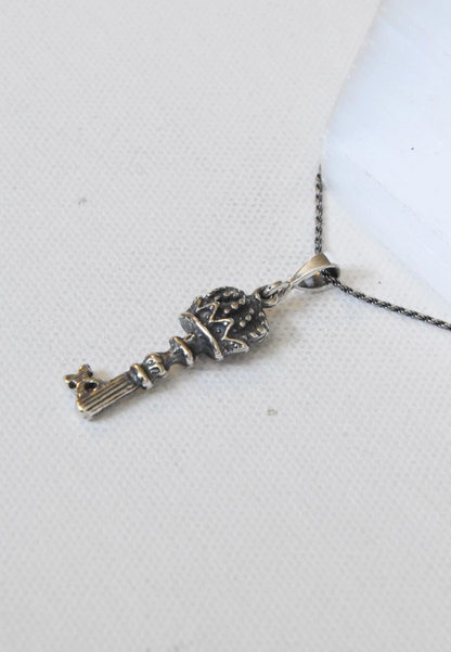 Key Pendant Necklace – Solid 925 Sterling Silver – Key Charm Necklace