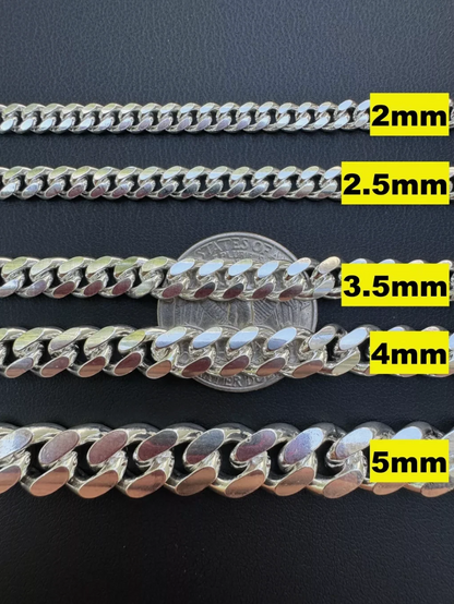 Mens Real Solid 925 Sterling Silver Miami Cuban Chain 4-10mm Heavy Link Necklace