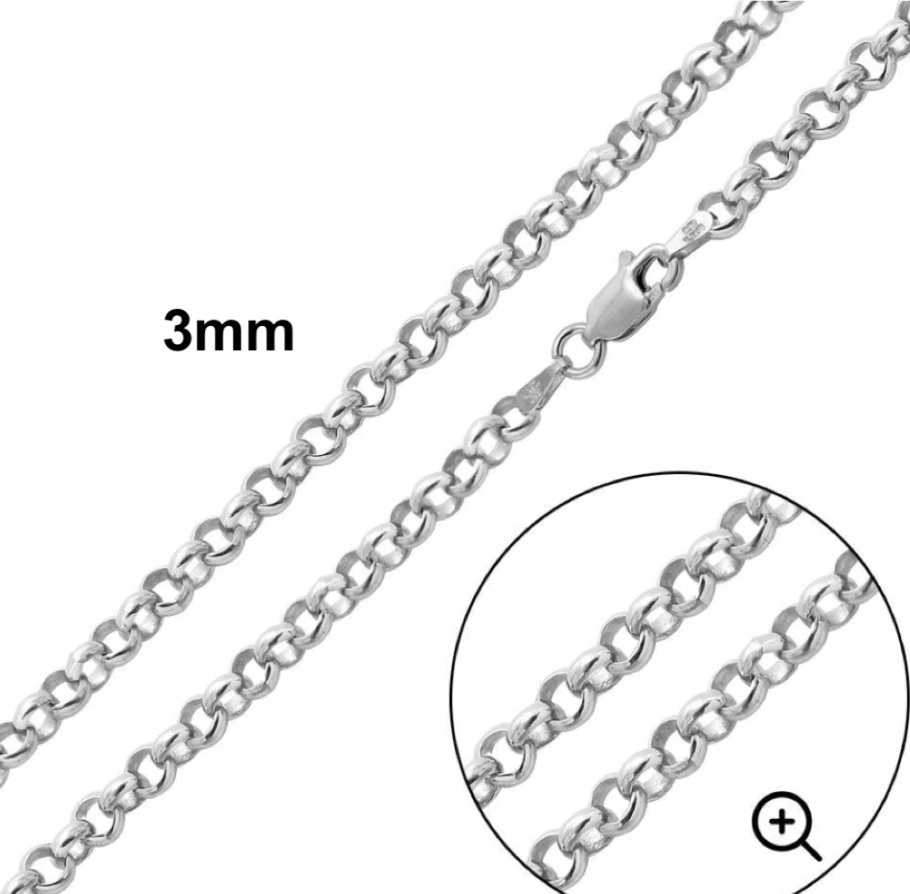 Round Rolo Necklace Real Solid 925 Sterling Silver Chain 1mm - 3mm Made In Italy