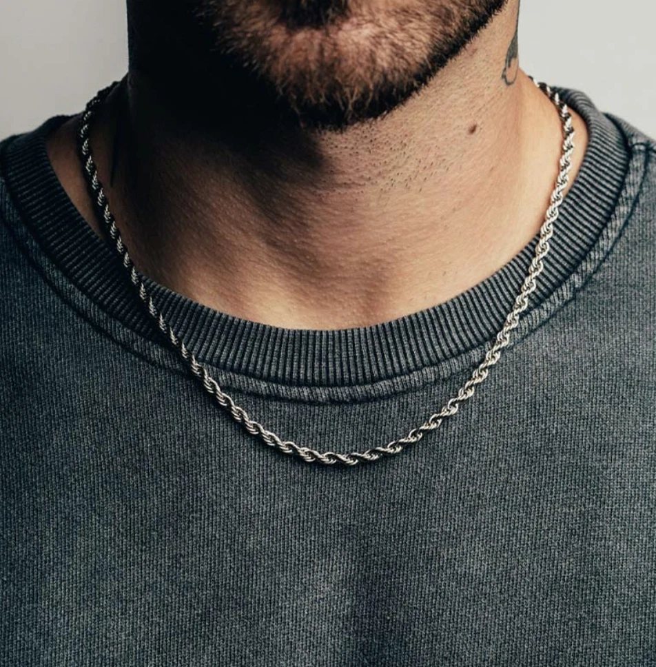 Twisted Rope Chain Necklace or Bracelet – Rhodium Plated 925 Sterling Silver – 1mm–6mm – 8"–30" – Made in Italy