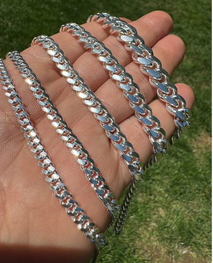 Mens Real Solid 925 Sterling Silver Miami Cuban Chain 4-10mm Heavy Link Necklace