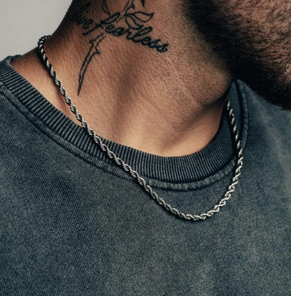 Twisted Rope Chain Necklace or Bracelet – Rhodium Plated 925 Sterling Silver – 1mm–6mm – 8"–30" – Made in Italy