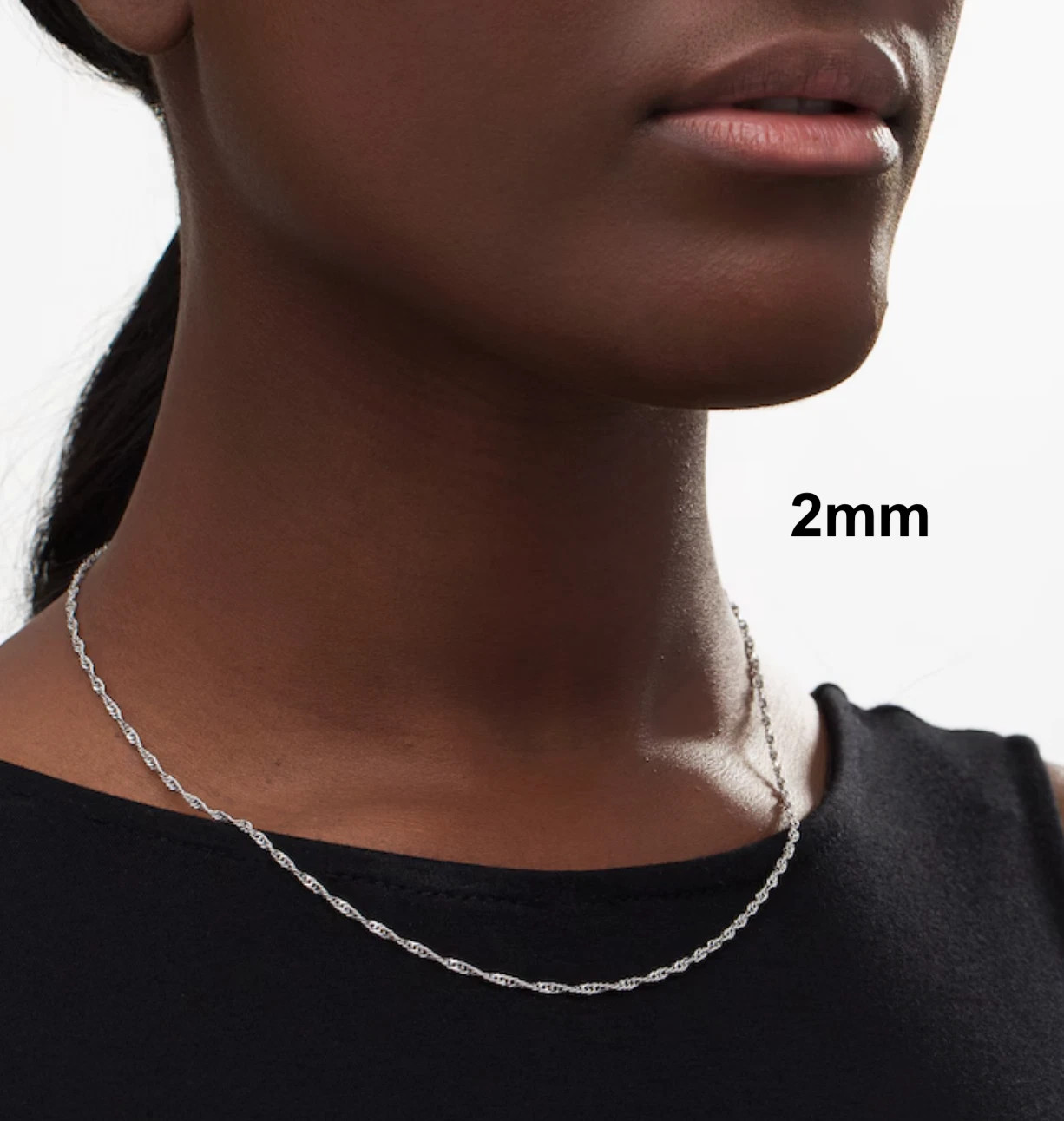 925 Sterling Silver Singapore Rope Chain Necklace – 1.5mm–3.5mm – All Sizes – Made in Italy