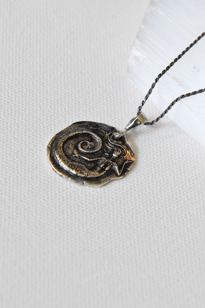 Mermaid 925 Sterling Silver Pendant Necklace - Ocean-Inspired Spiral Design