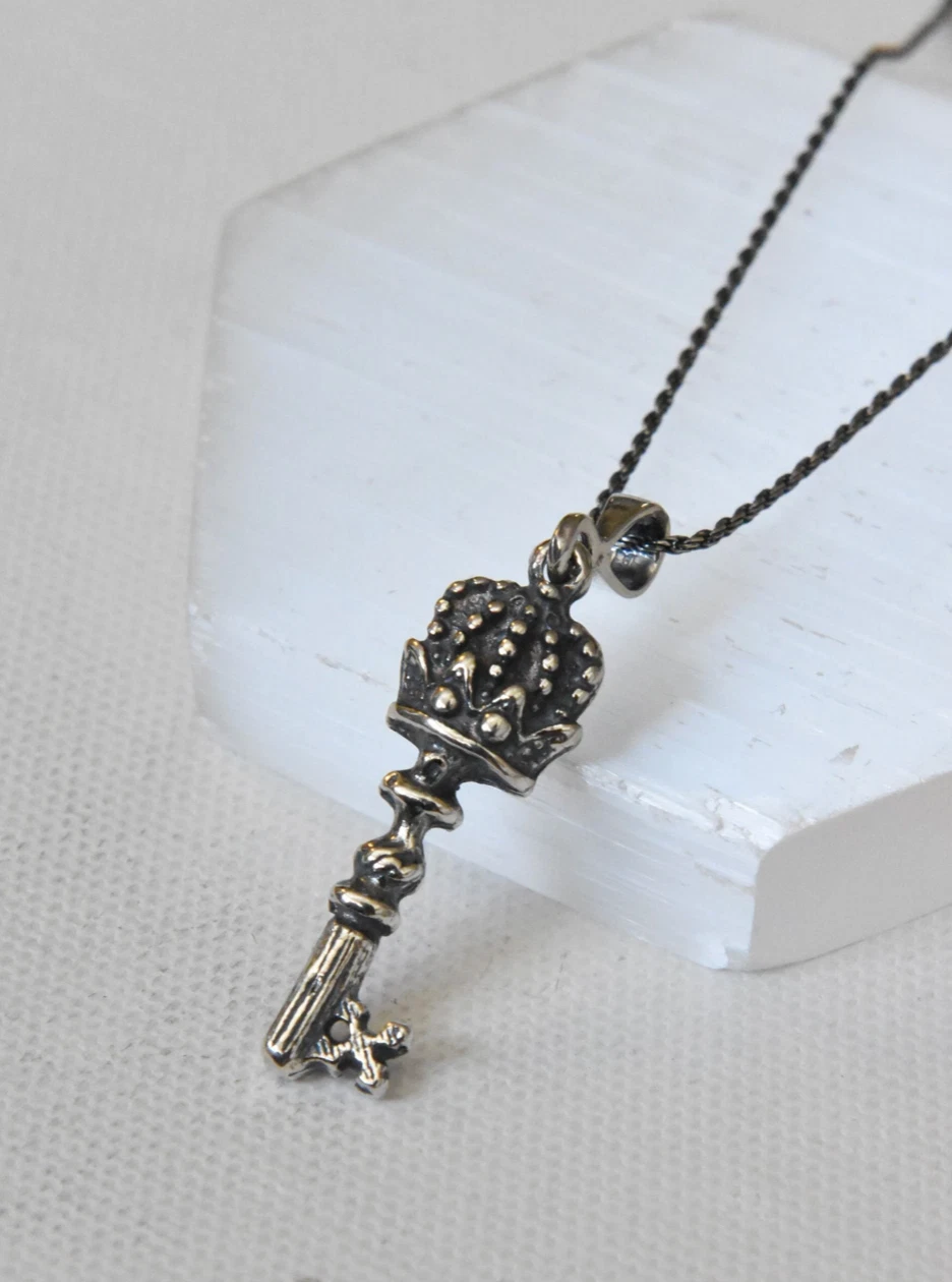Key Pendant Necklace – Solid 925 Sterling Silver – Key Charm Necklace