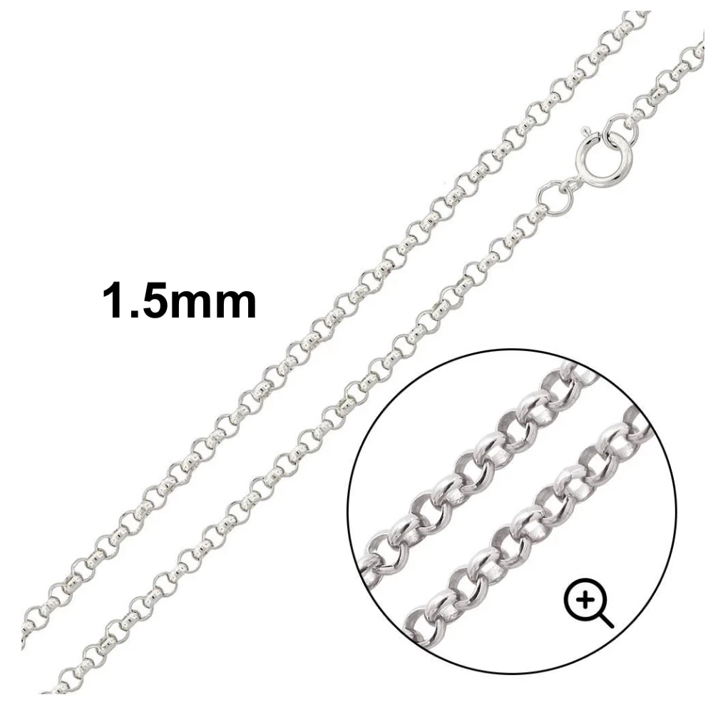 Round Rolo Necklace Real Solid 925 Sterling Silver Chain 1mm - 3mm Made In Italy
