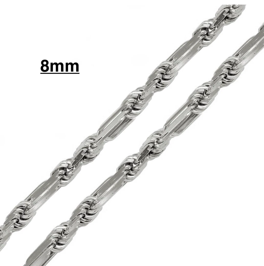 925 Sterling Silver FigaRope Milano Chain Necklace or Bracelet – 5mm–9mm – Made in Italy