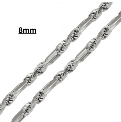 925 Sterling Silver FigaRope Milano Chain Necklace or Bracelet – 5mm–9mm – Made in Italy