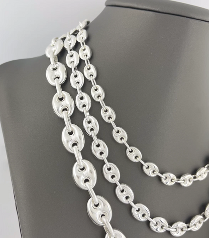 Puffed Gucci Mariner Chain Necklace or Bracelet – 925 Sterling Silver – 6mm to 11mm – Made in Italy