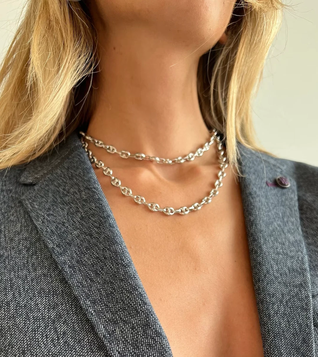 Puffed Gucci Mariner Chain Necklace or Bracelet – 925 Sterling Silver – 6mm to 11mm – Made in Italy
