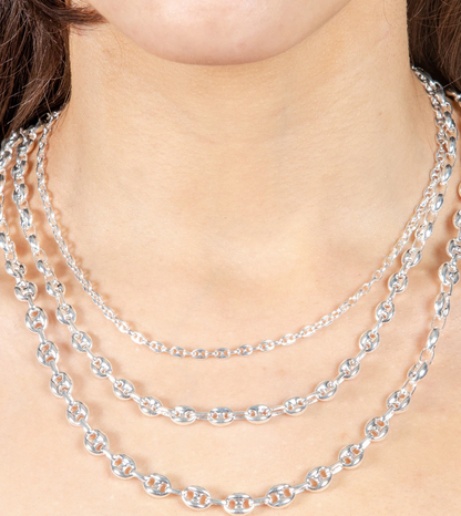Puffed Gucci Mariner Chain Necklace or Bracelet – 925 Sterling Silver – 6mm to 11mm – Made in Italy