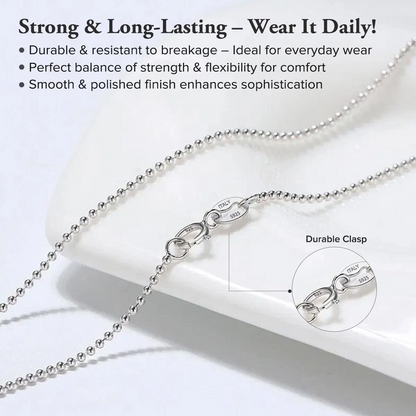 Solid 925 Sterling Silver Bead Ball Chain Necklace – Unisex – 1mm to 6mm - Made in Italy