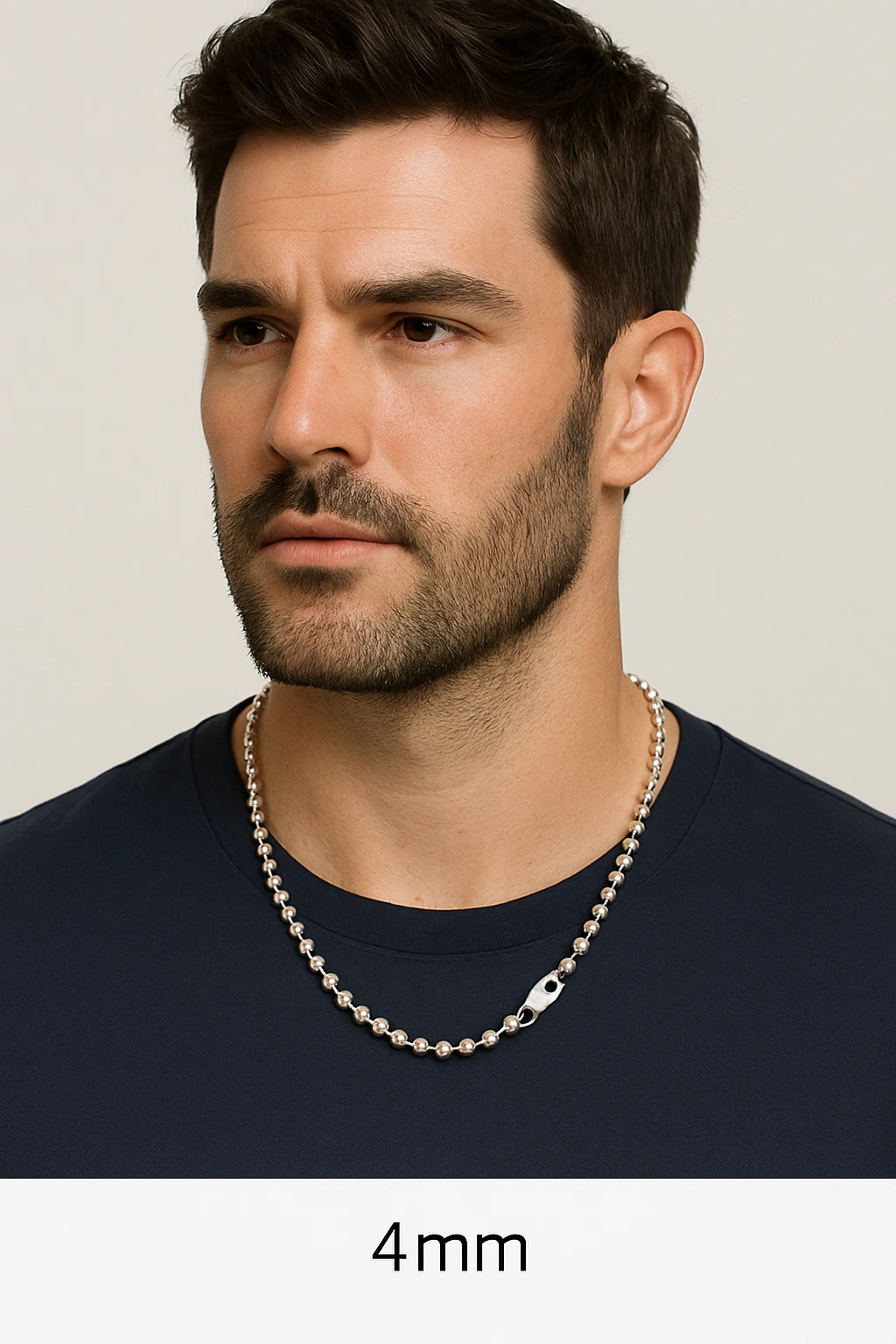 Solid 925 Sterling Silver Bead Ball Chain Necklace – Unisex – 1mm to 6mm - Made in Italy