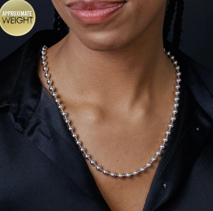 Solid 925 Sterling Silver Bead Ball Chain Necklace – Unisex – 1mm to 6mm - Made in Italy