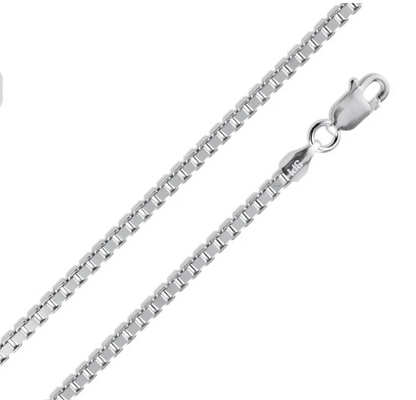 925 Sterling Silver Square Box Link Chain & Bracelet Italy 0.6 to 2mm UNISEX Made in Italy