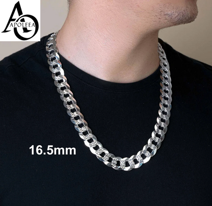 Real 925 Sterling Silver Diamond Cut Curb Cuban Chain Necklace or Bracelet – Made in Italy