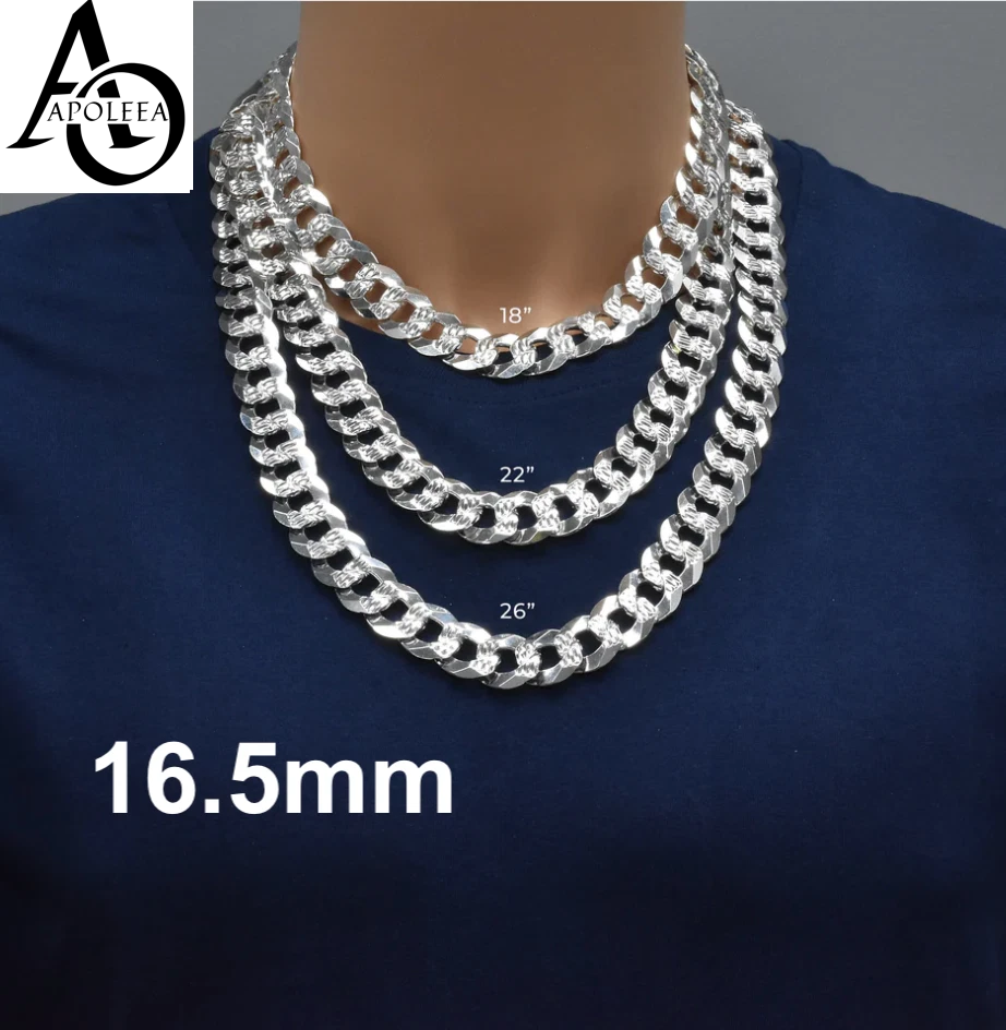 Real 925 Sterling Silver Diamond Cut Curb Cuban Chain Necklace or Bracelet – Made in Italy