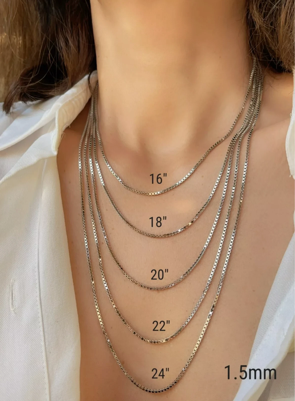 925 Sterling Silver Square Box Link Chain & Bracelet Italy 0.6 to 2mm UNISEX Made in Italy
