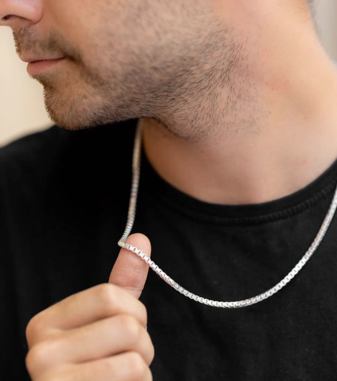 925 Sterling Silver Square Box Link Chain & Bracelet Italy 0.6 to 2mm UNISEX Made in Italy