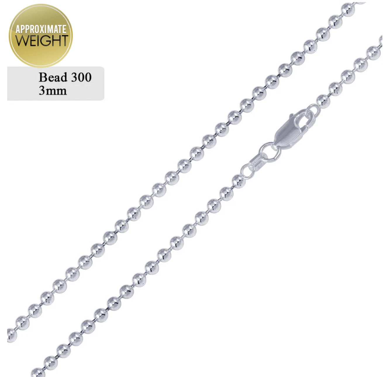 Solid 925 Sterling Silver Bead Ball Chain Necklace – Unisex – 1mm to 6mm - Made in Italy