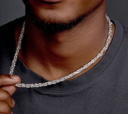 Real Solid 925 Sterling Silver Anti Tarnish Flat Byzantine Chain Men Necklace 8-11mm 8-30" Made in Italy