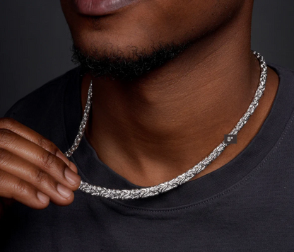 Real Solid 925 Sterling Silver Anti Tarnish Flat Byzantine Chain Men Necklace 8-11mm 8-30" Made in Italy