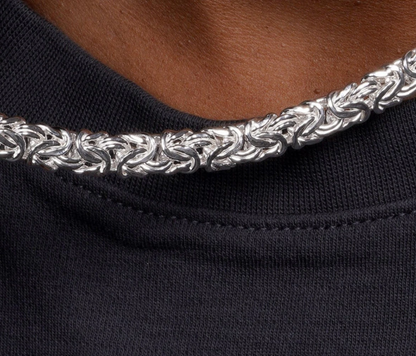 Real Solid 925 Sterling Silver Anti Tarnish Flat Byzantine Chain Men Necklace 8-11mm 8-30" Made in Italy