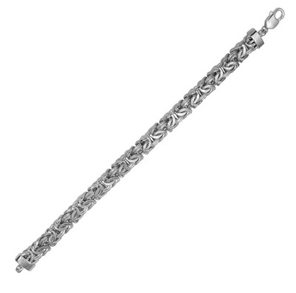 Real Solid 925 Sterling Silver Anti Tarnish Flat Byzantine Chain Men Necklace 8-11mm 8-30" Made in Italy