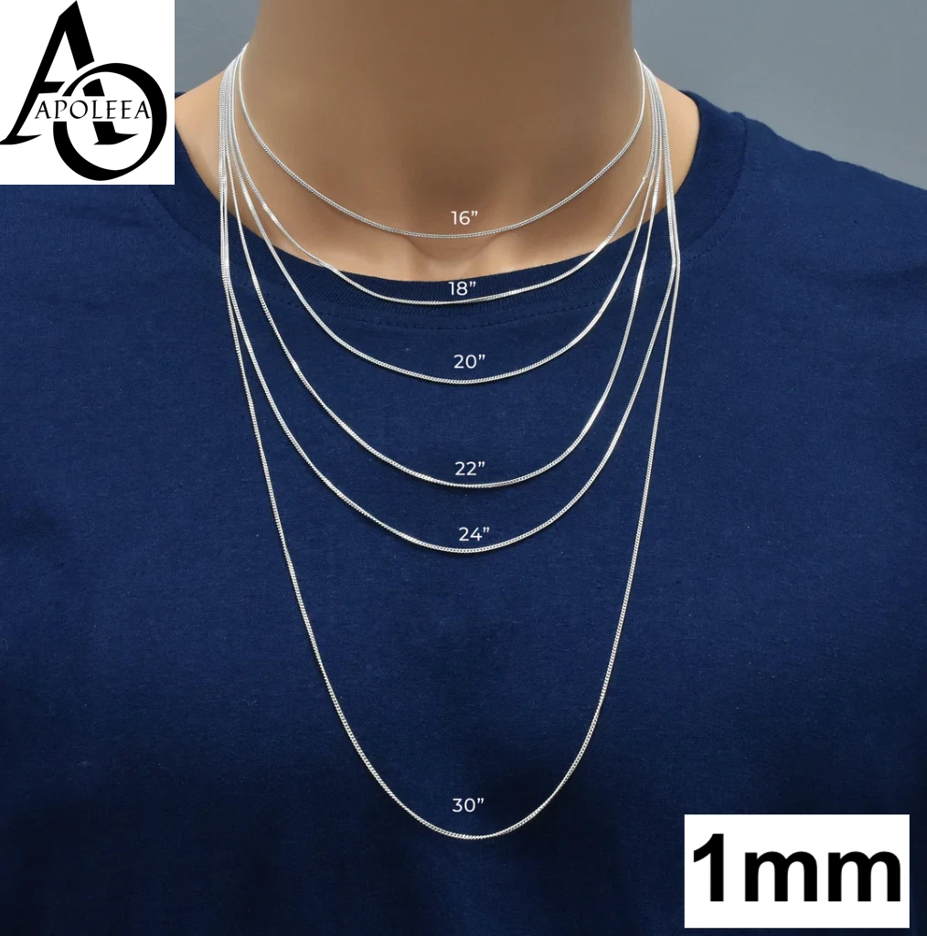 Real 925 Sterling Silver Flat Curb Cuban Chain Necklace or Bracelet – 1mm to 16.5mm Made in Italy