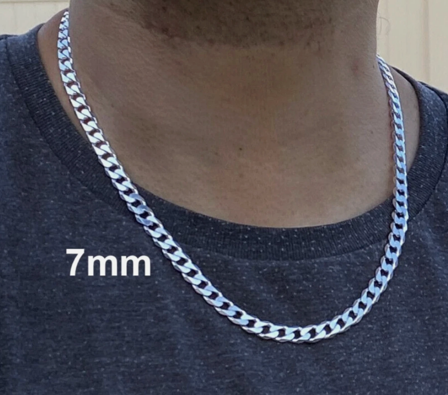 Real 925 Sterling Silver Flat Curb Cuban Chain Necklace or Bracelet – 1mm to 16.5mm Made in Italy