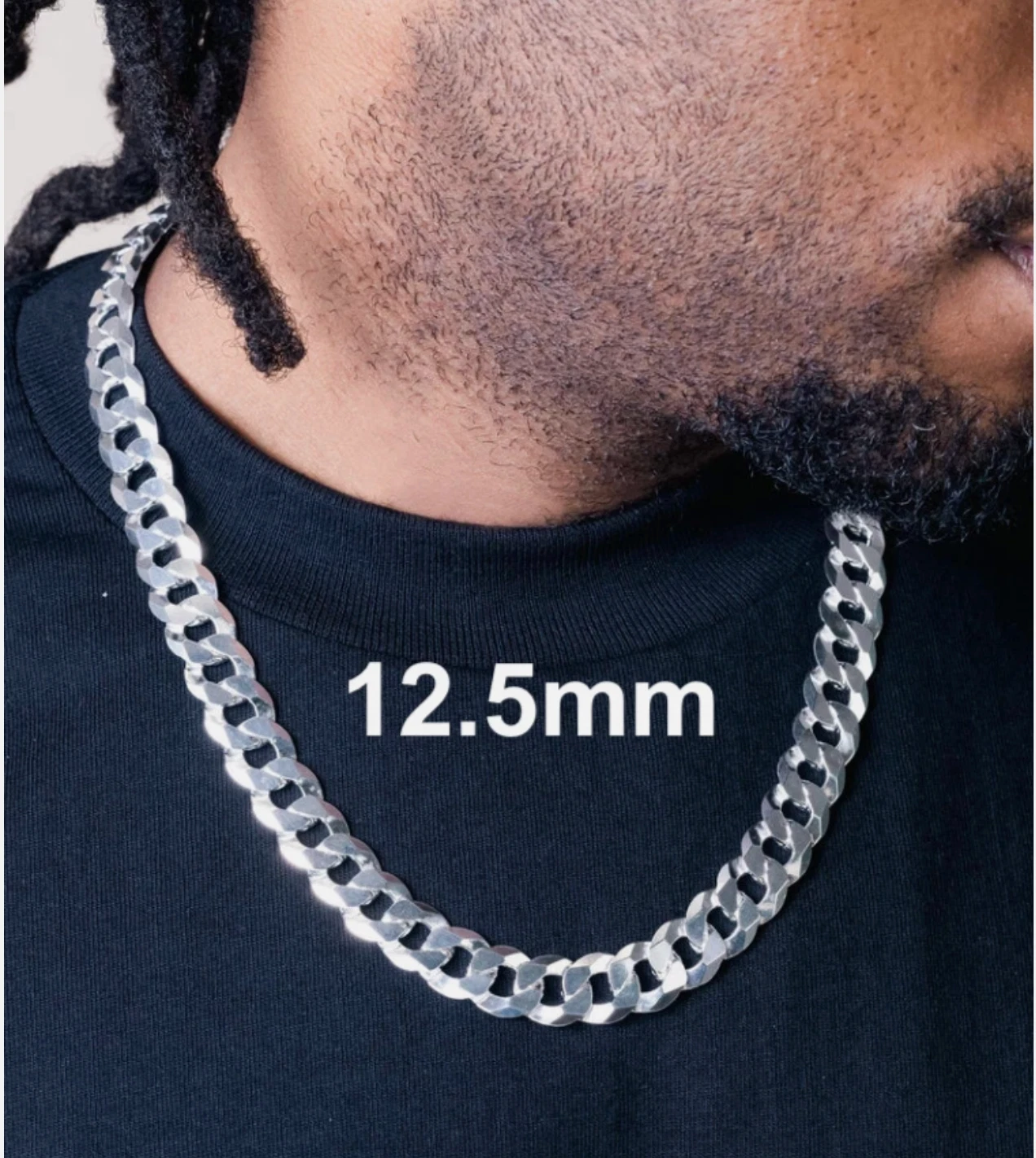 Real 925 Sterling Silver Flat Curb Cuban Chain Necklace or Bracelet – 1mm to 16.5mm Made in Italy